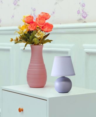 Nauru 8.66" Traditional Petite Ceramic Orb Bedside Table Desk Lamp with Tapered Drum Fabric Shade