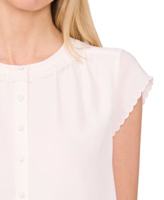 Women's Scalloped Cap Sleeve Blouse