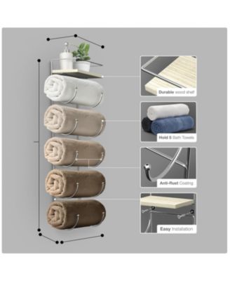 Wall Mounted Towel Rack With Shelf - White