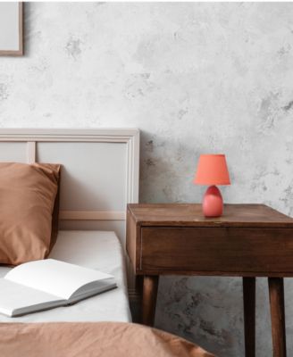 Nauru 9.45" Traditional Petite Ceramic Oblong Bedside Table Desk Lamp with Tapered Drum Fabric Shade 