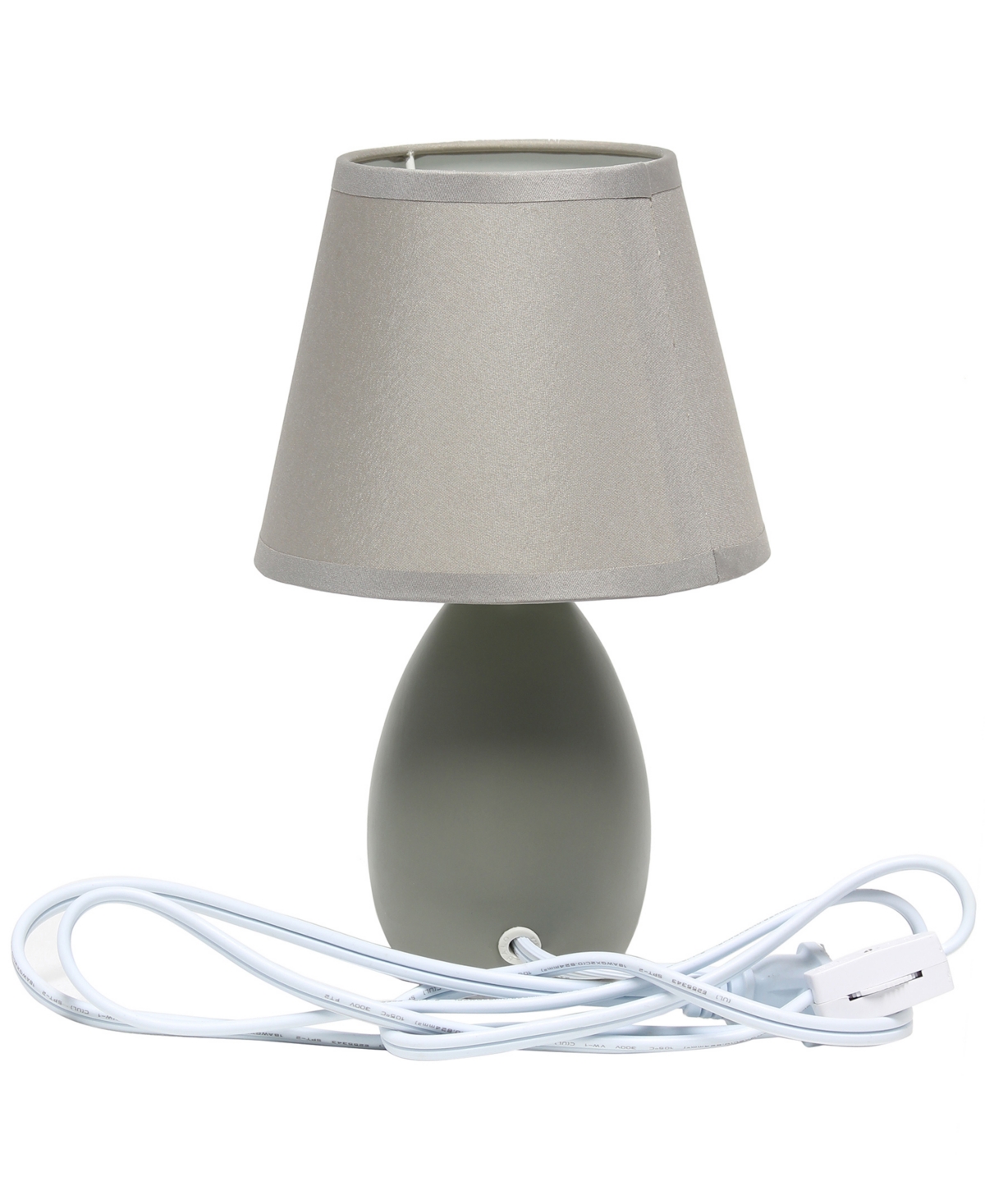 Creekwood Home Nauru Traditional Petite Ceramic Oblong Bedside Table Desk Lamp with Tapered Drum Fabric Shade