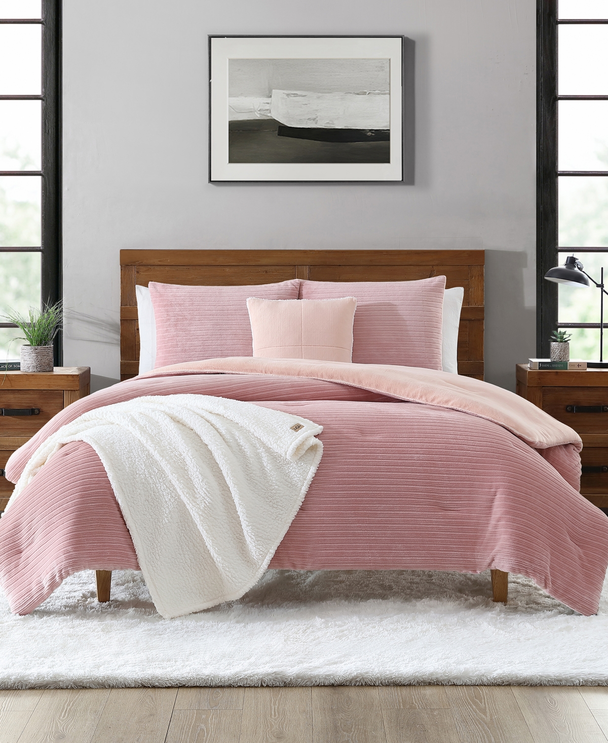Shop Ugg Brody Reversible 5-pc. Comforter Set, Twin/twin Xl In Pink Cloud