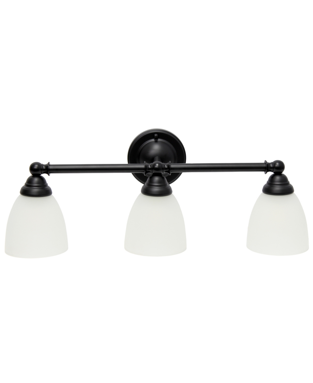 Shop Lalia Home Essentix Traditional Three Light Metal And Translucent Glass Shade Vanity Uplight Downlight Wall Mou In Black