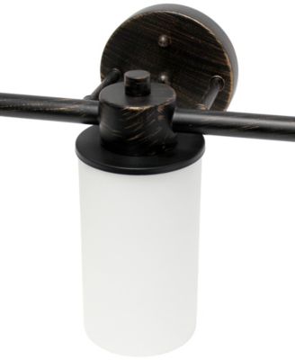 Essentix Contemporary Three Light Metal and Opaque White Glass Shade Vanity Uplight Downlight Wall Mounted Fixture 