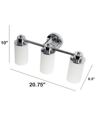 Essentix Contemporary Three Light Metal and Opaque White Glass Shade Vanity Uplight Downlight Wall Mounted Fixture 