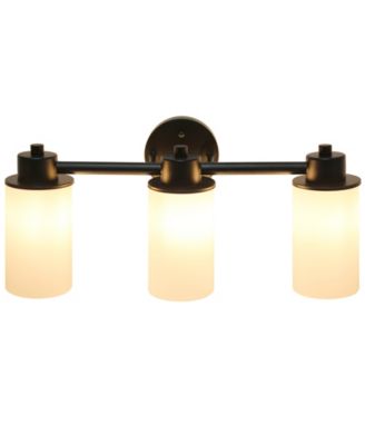 Essentix Contemporary Three Light Metal and Opaque White Glass Shade Vanity Uplight Downlight Wall Mounted Fixture 