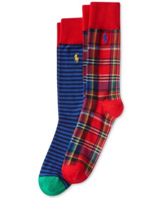 Polo Ralph Lauren Men's 2-Pk. Stripes & Plaid Slack Socks - Macy's