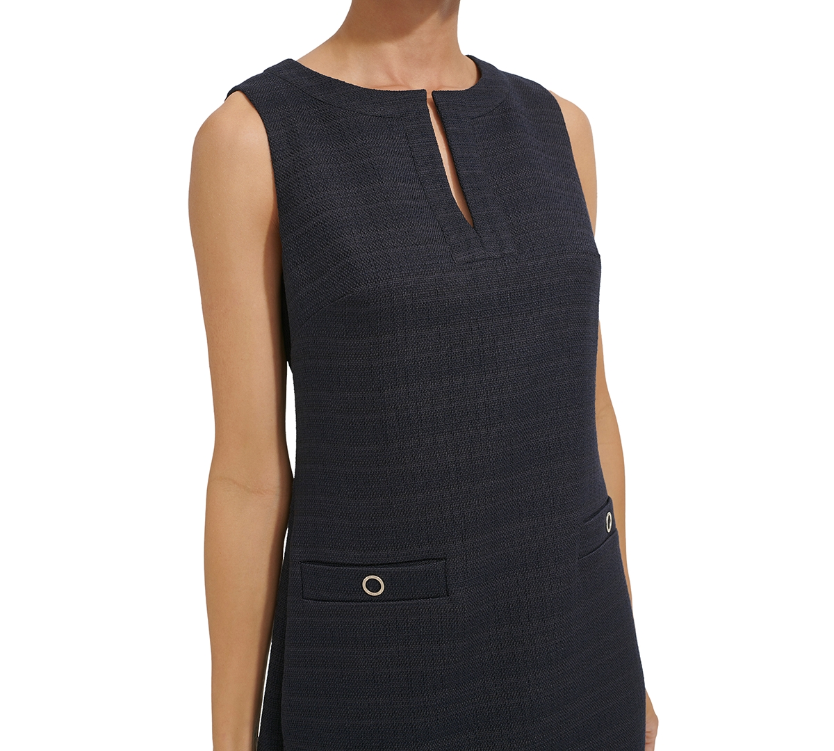 Shop Tommy Hilfiger Women's Sleeveless Split-neck Shift Dress In Sky Capt