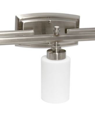 Essentix Contemporary Three Light Metal and Opaque White Glass Shade Vanity Uplight Downlight Wall Mounted Fixture 