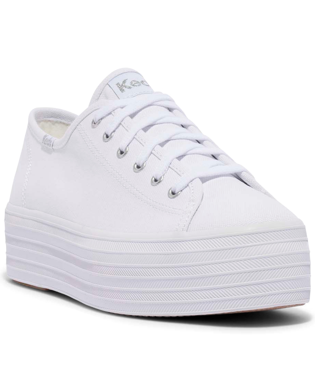 Women's Triple Up Canvas Platform Casual Sneakers from Finish Line - White