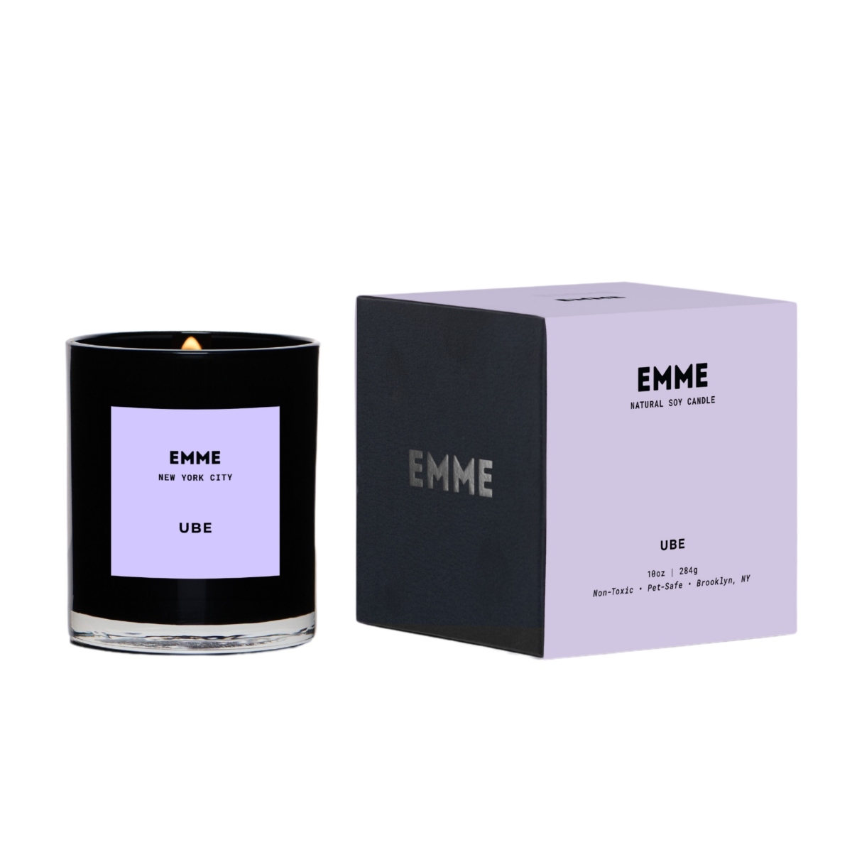 Natural Soy Ube Scented Candle Jar, 10 oz - Black