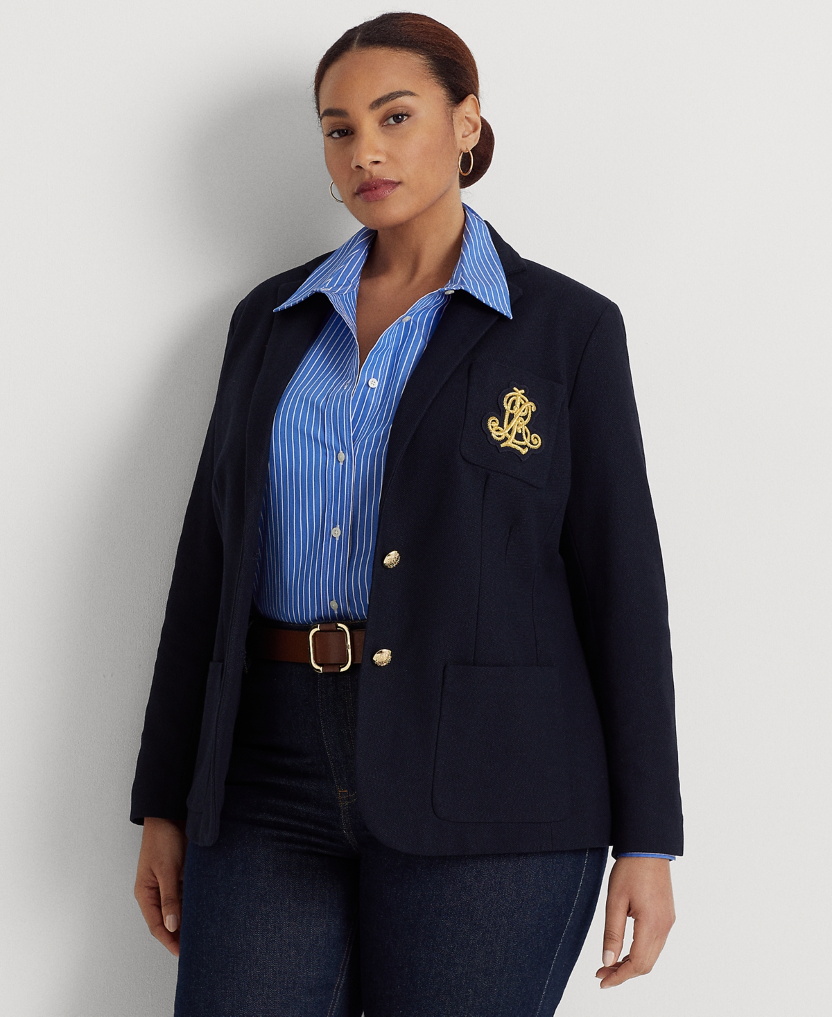 RALPH LAUREN PLUS SIZE JACQUARD BLAZER 