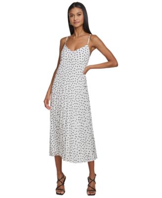 KARL LAGERFELD PARIS - Women's Polka-Dot Pleated A-Line Dress
