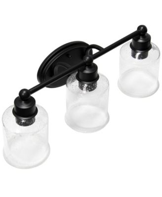 Studio Loft Modern Three Light Metal and Clear Seeded Glass Shade Vanity Uplight Downlight Wall Mounted Fixture 