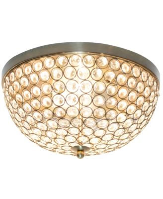 13" Classix Crystal Glam Two Light Decorative Dome Shaped Metal Flush Mount Ceiling Fixture