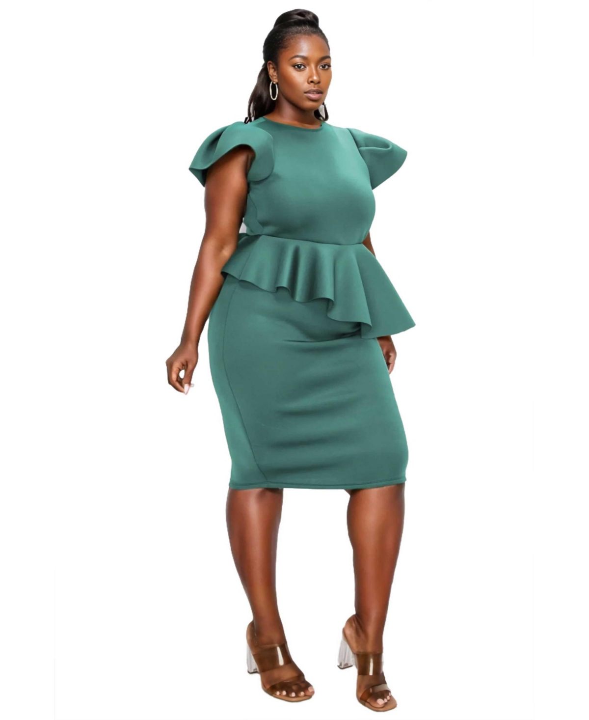 L I V D Plus Size Calista Neoprene Peplum Dress