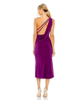 Mac Duggal Women's Ieena One Shoulder Cowl Back Jersey Midi Dress - Macy's