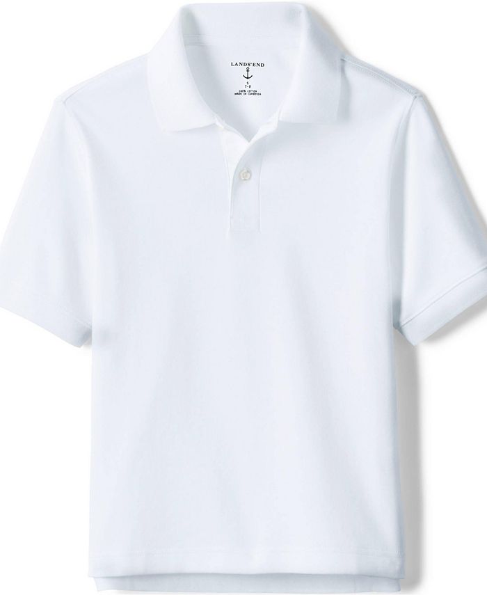 Lands' End Big Boys Husky School Uniform Short Sleeve Interlock Polo
