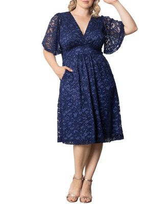 Plus Size Starry Sequin Lace Cocktail Dress