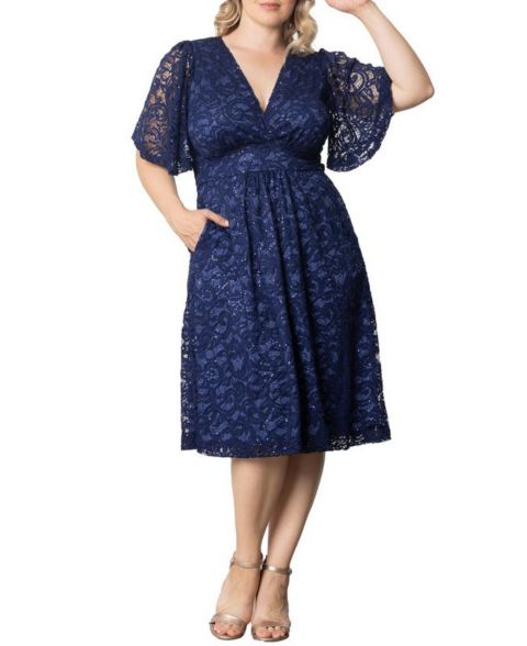 Женское платье Kiyonna Plus Size Starry Sequin Lace Cocktail, цвет: Тёмно-синий