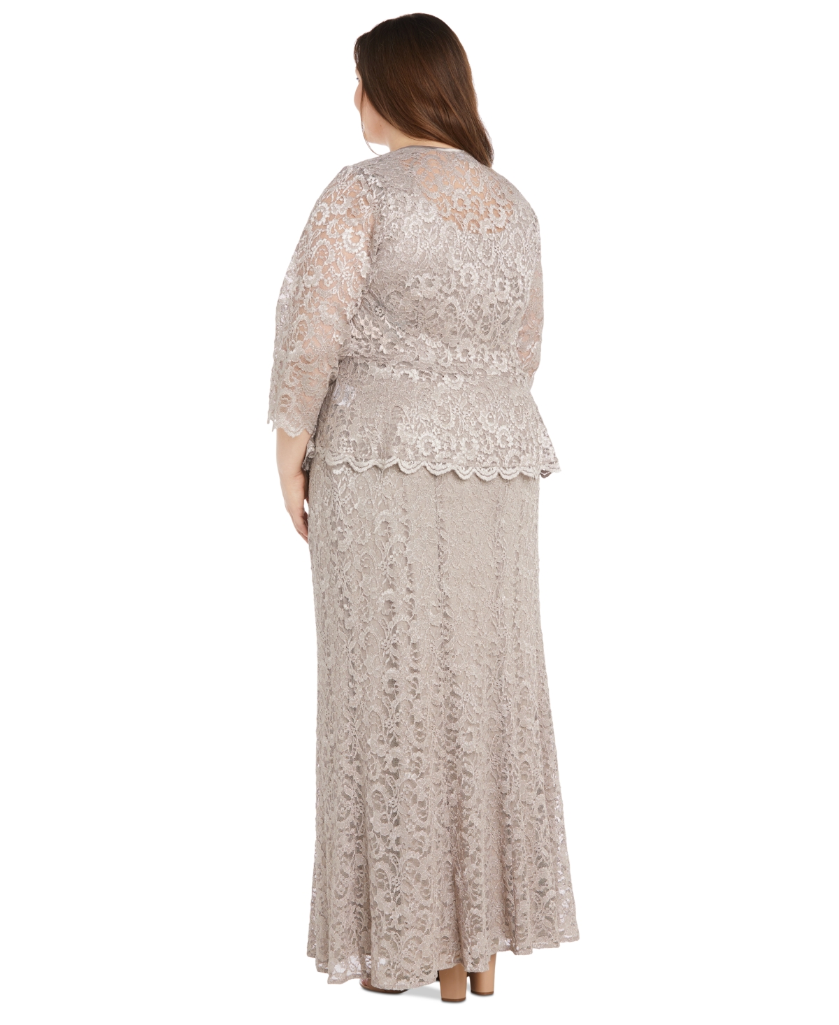 R & M Richards Plus Size Metallic Lace Jacket and Dress