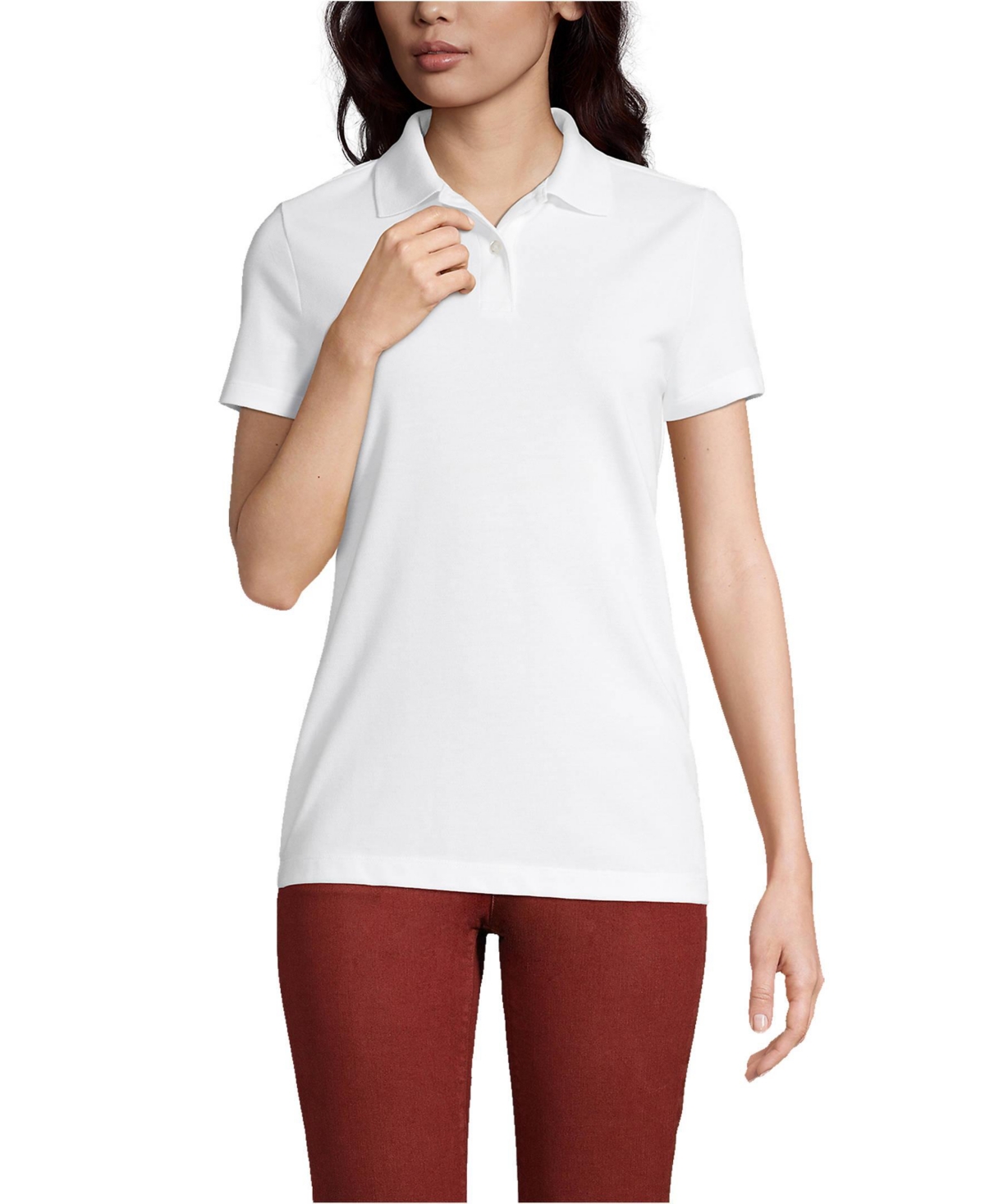 Women's Short Sleeve Basic Mesh Polo Shirt - Vibrant clover