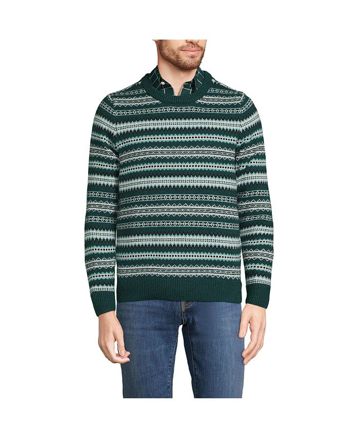 Lands' End Men's Snowflake Crewneck Sweater - Macy's
