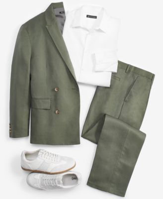 Shop Inc International Concepts Mens Linen Double Breasted Suit Created For Macys In Olive Twist