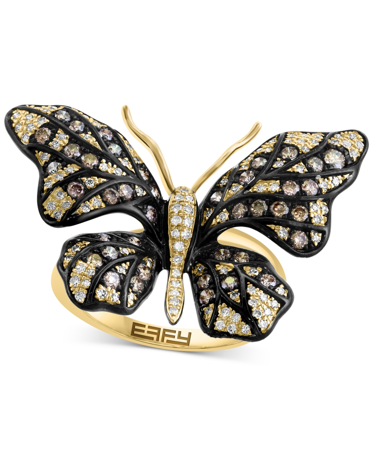 EFFY COLLECTION EFFY WHITE & ESPRESSO DIAMOND BUTTERFLY STATEMENT RING (7/8 CT. T.W.) IN 14K GOLD 