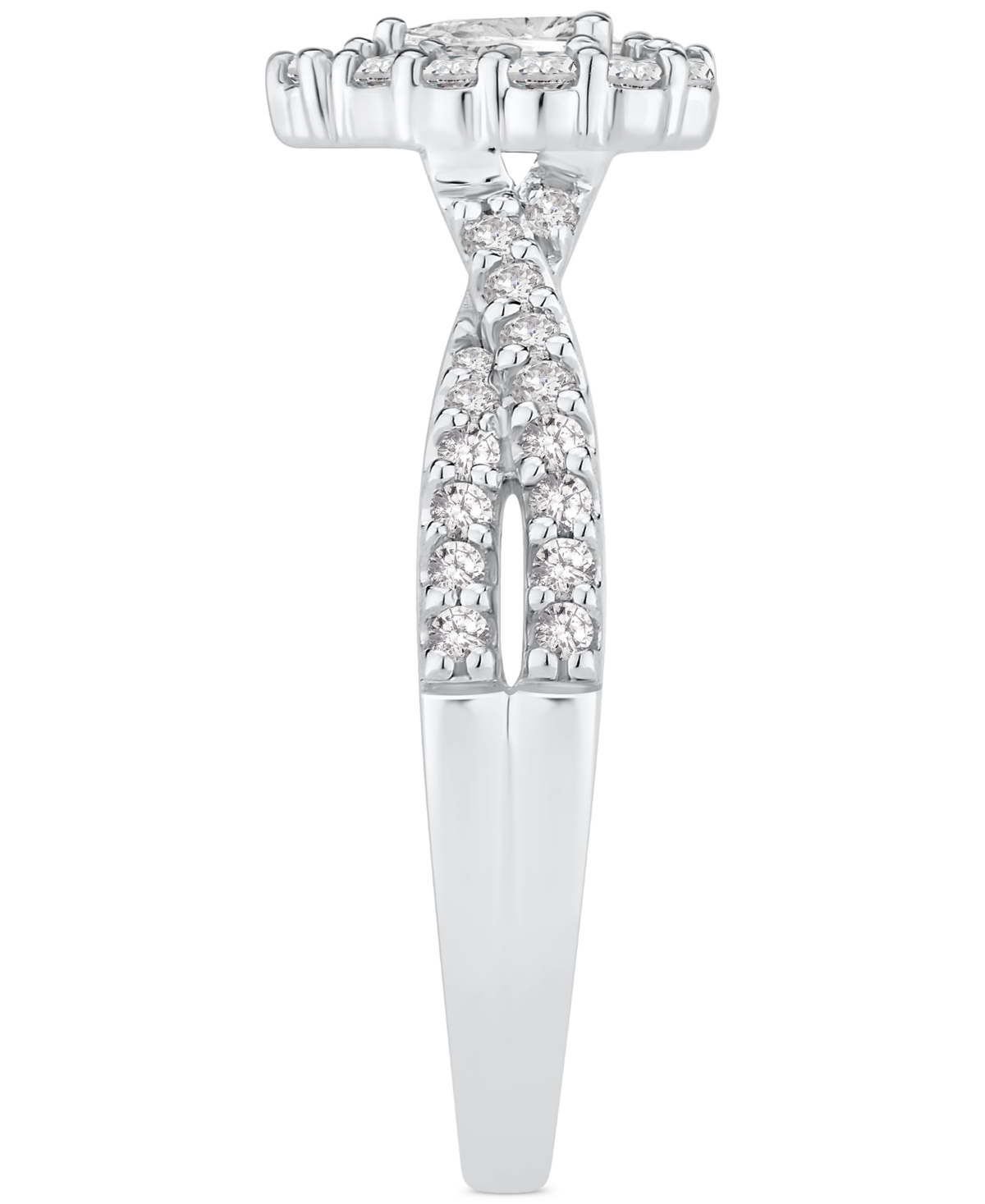 Macy's Diamond Pear Halo Engagement Ring (5/8 Ct. T.w.) In 14k White Gold In White Gold