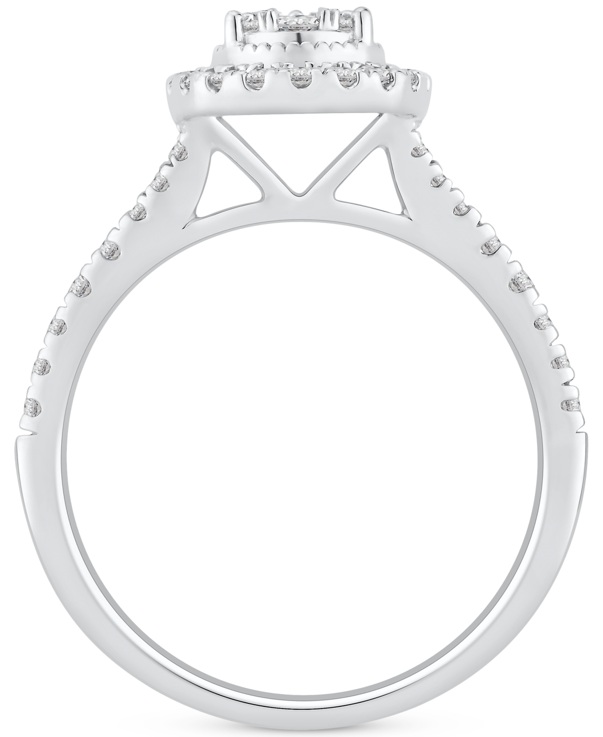 Macy's Diamond Halo Pear Shaped Cluster Engagement Ring (1/2 Ct. T.w.) In 14k White Gold In White Gold