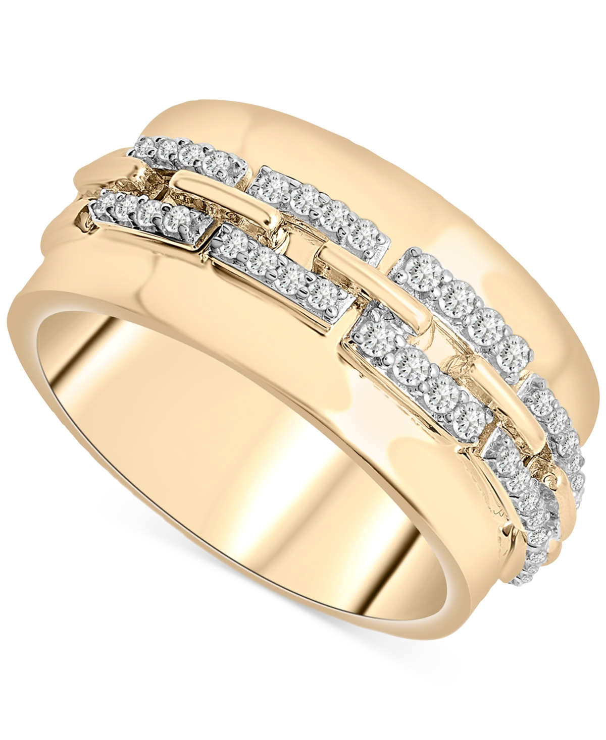 Diamond Wide Band Statement Ring (1/4 ct. t.w.) in Gold Vermeil, Created for Macy's - Gold Vermeil