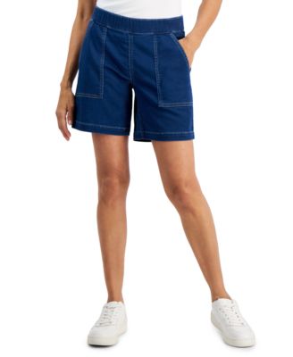 Women's Denim Mid-Rise Pull-On Shorts