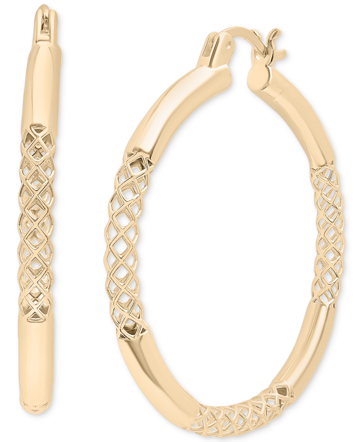 Lattice Extra Small Hoop Earrings in Gold Vermeil, Created for Macy's - Gold Vermeil