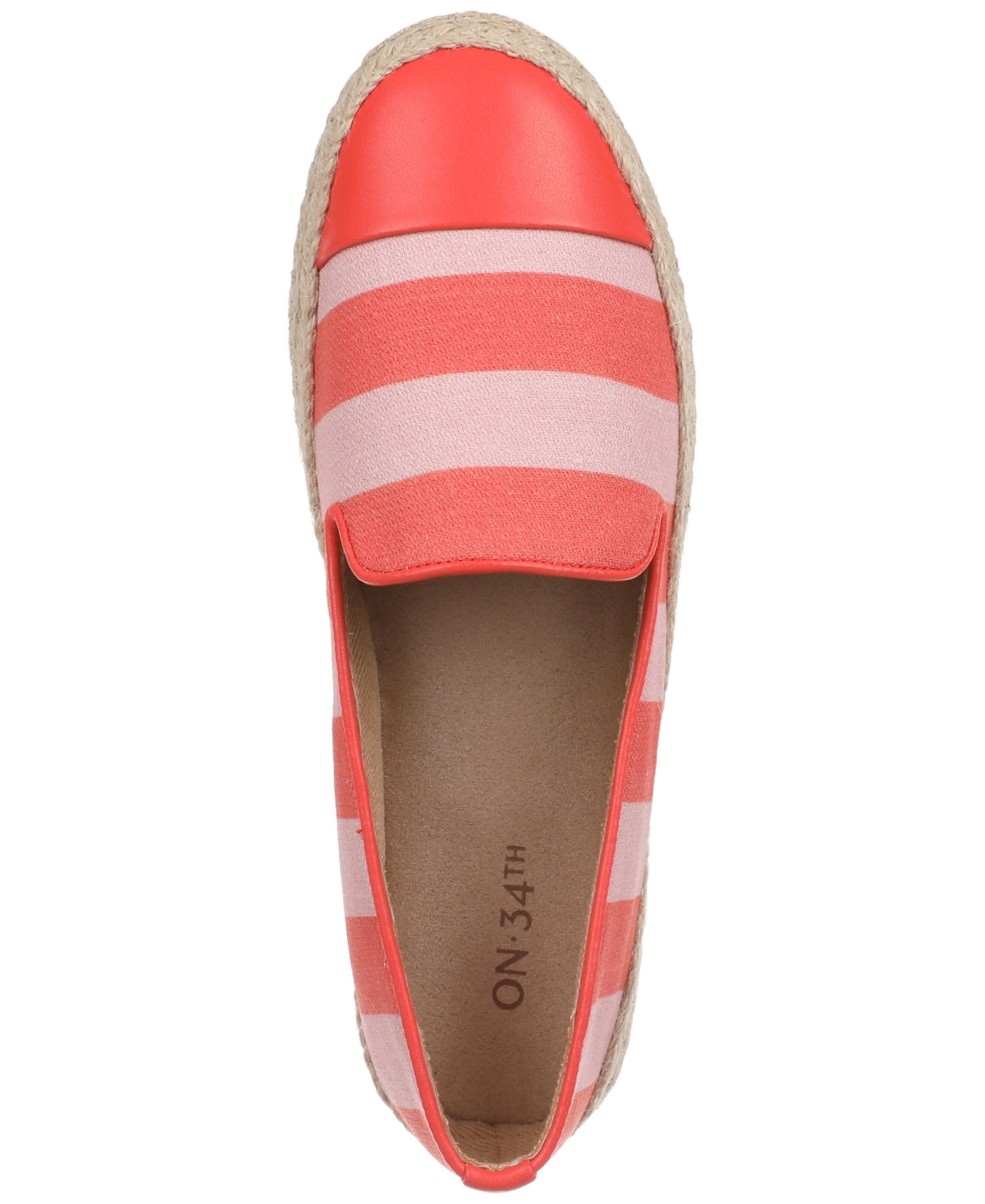 On 34th Women's Jaylee Embellished Slip-On Espadrille Flats, Created for Macy's -Pink Stripe