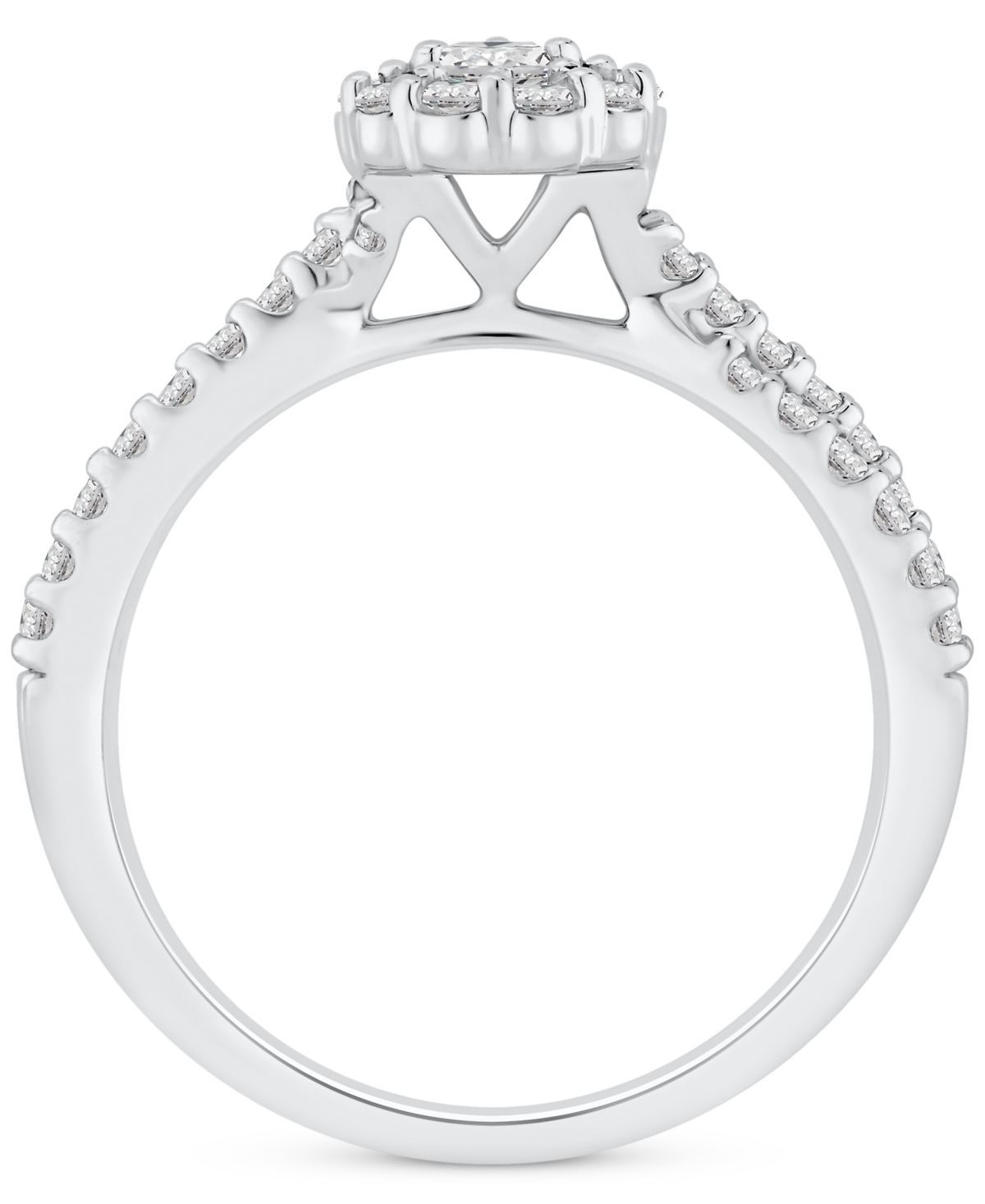 Macy's Diamond Pear Halo Engagement Ring (5/8 Ct. T.w.) In 14k White Gold In White Gold