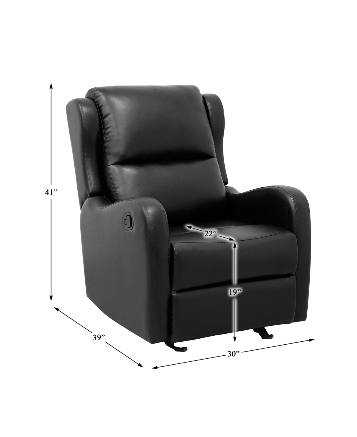 HOMELEGANCE WHITE LABEL CYNTHIA 30" GLIDER MANUAL RECLINER 