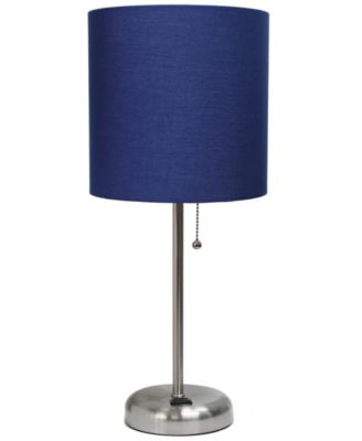 Oslo 19.5" Contemporary Bedside Standard Metal Table Desk Lamp with White Drum Fabric Shade