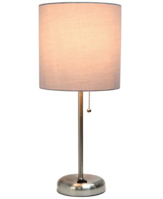 Oslo 19.5" Contemporary Bedside Standard Metal Table Desk Lamp with White Drum Fabric Shade