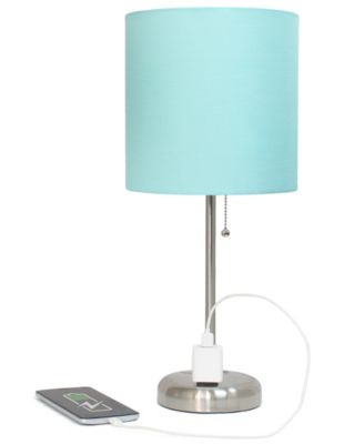 Oslo 19.5" Contemporary Bedside Standard Metal Table Desk Lamp with White Drum Fabric Shade