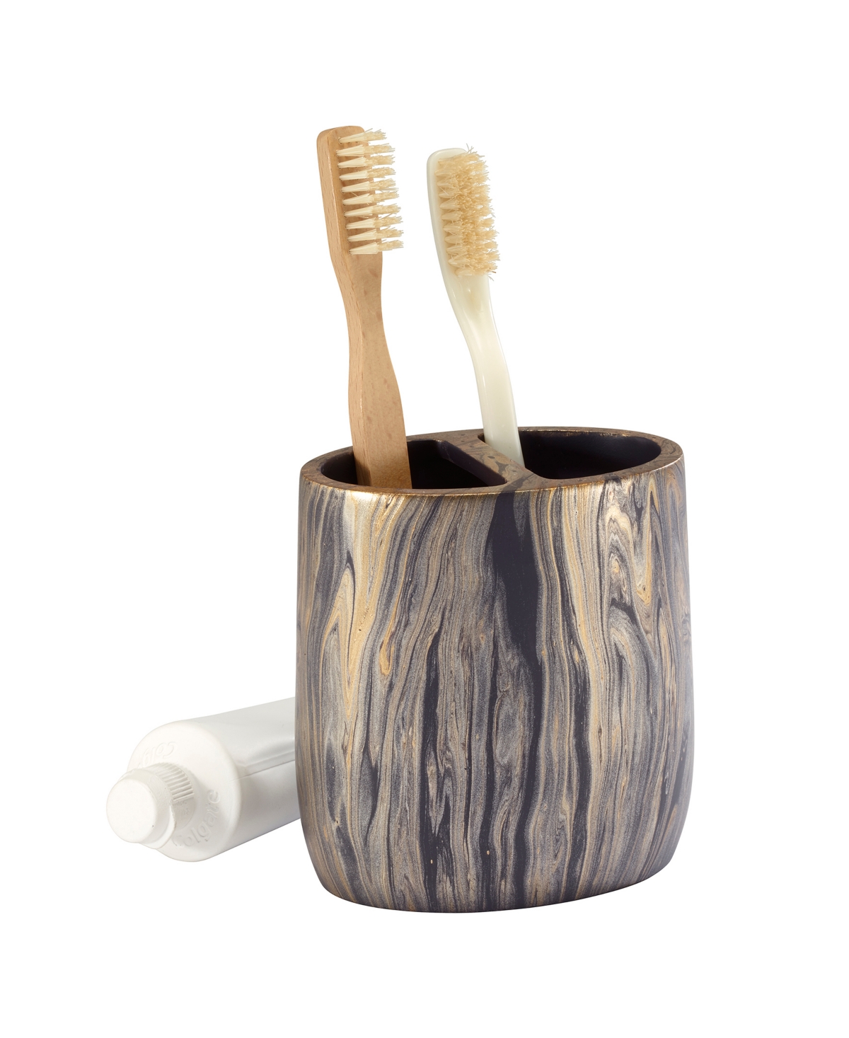 Shop Nicole Miller Harper 2-pc. Bath Accessory Set In Blk,gold