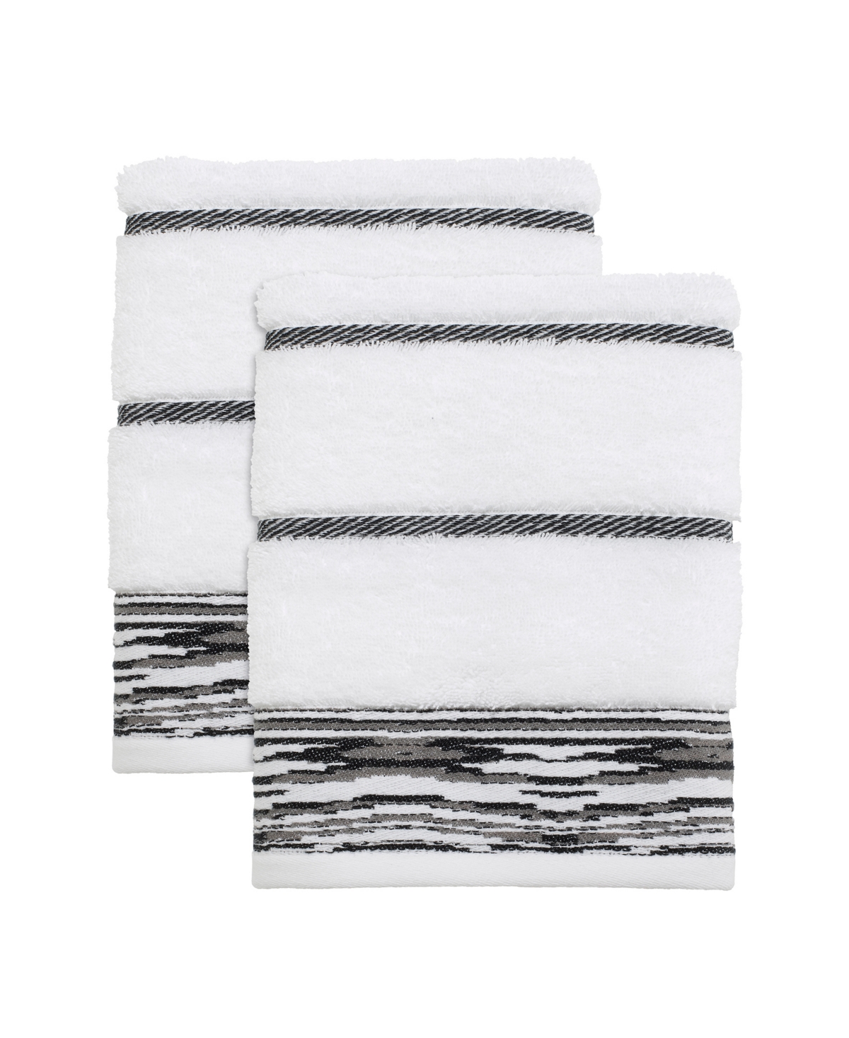 Shop Nicole Miller Sydney 2-pc. Hand Towel Set, 16" X 28" In White,blk