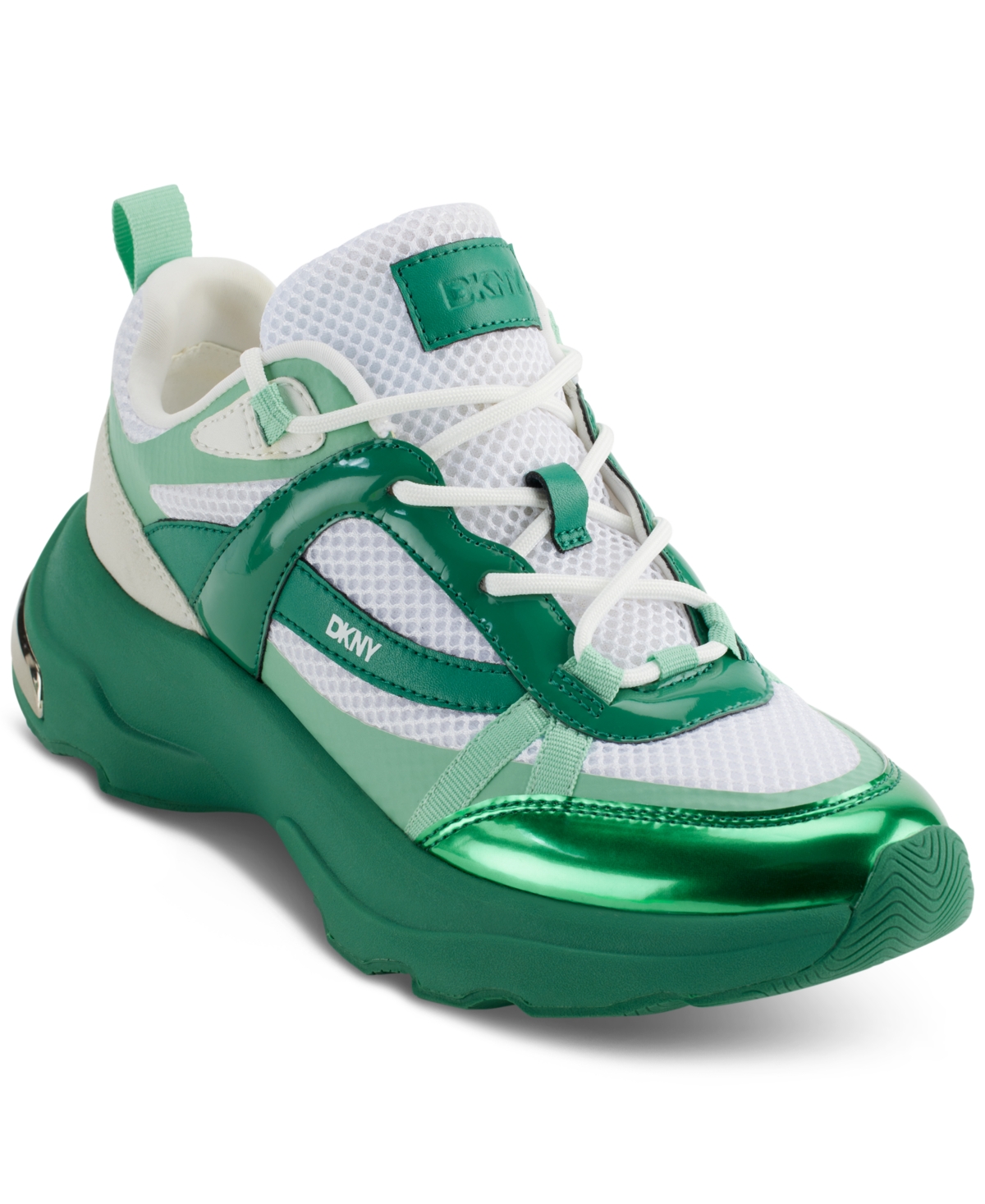 Shop Dkny Women's Juna Lace-up Running Sneakers In Bright White,green