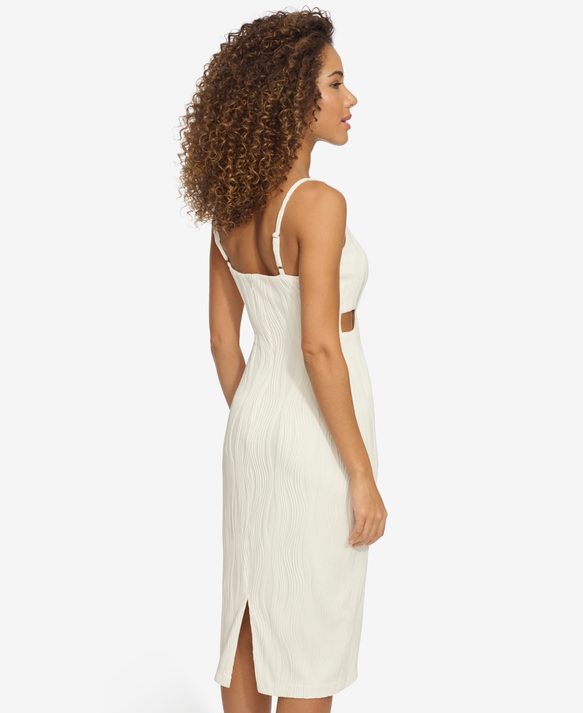 Shop Siena Women's Ruched-front Side-cutout Knit Midi Dress In White