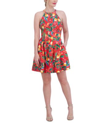 Vince Camuto - Petite Printed Pleat Sleeveless Dress