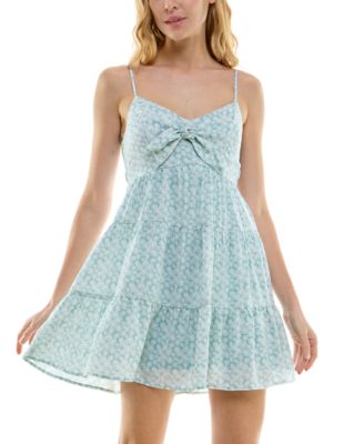 Trixxi - Juniors' Floral Print Sleeveless Fit & Flare Dress