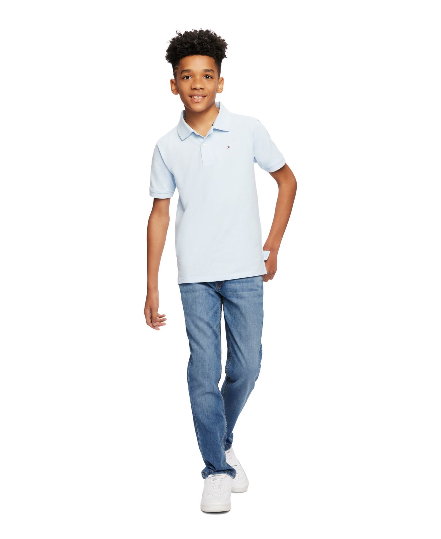 Поло Tommy Hilfiger Stretch Ivy Polo Shirt для мальчиков, цвет: Синий — фото 1