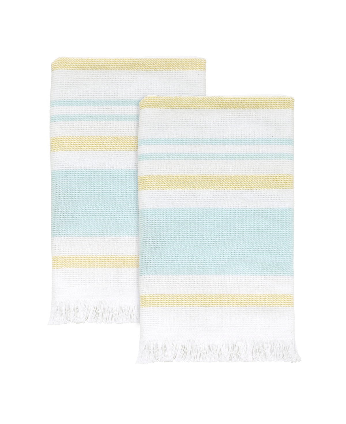 Shop Izod Clubhouse Stripe 2-pc. Fingertip Towel Set, 11" X 18" In Aqua
