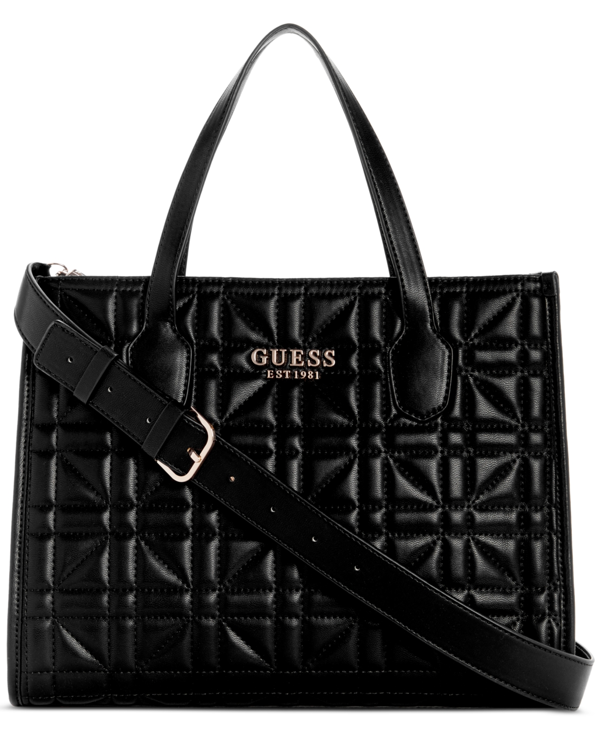 Shop Guess Silvana Double Compartment Tote In Black