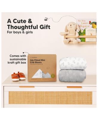 2-Pack Mini Crib Sheets, Pack and Play Sheets Fitted, Pack N Play Sheets, Organic Fitted Crib Sheet Cover